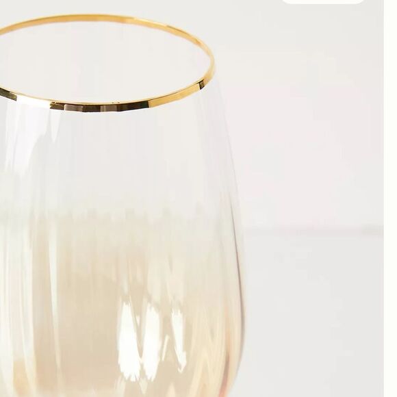 Anthropologie Waterfall Wine Glass Gold Yellow - Picture 7 of 7